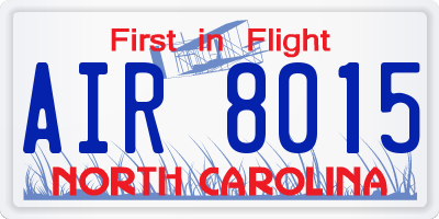 NC license plate AIR8015