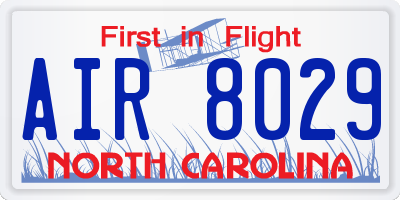 NC license plate AIR8029