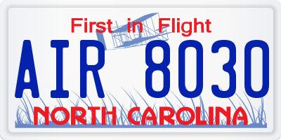 NC license plate AIR8030