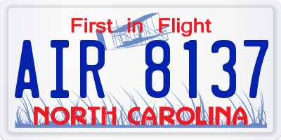 NC license plate AIR8137