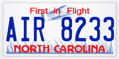 NC license plate AIR8233