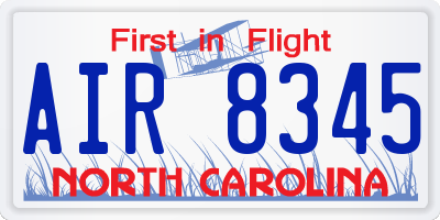 NC license plate AIR8345