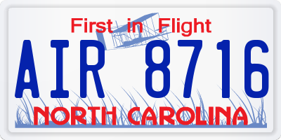 NC license plate AIR8716