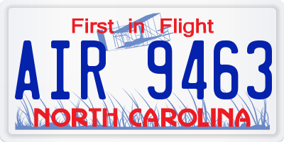 NC license plate AIR9463