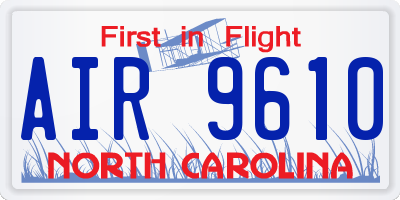 NC license plate AIR9610