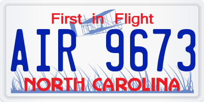 NC license plate AIR9673