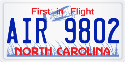 NC license plate AIR9802