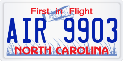 NC license plate AIR9903