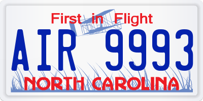 NC license plate AIR9993