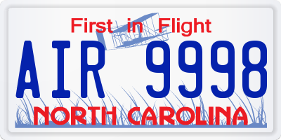 NC license plate AIR9998