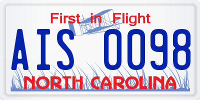 NC license plate AIS0098