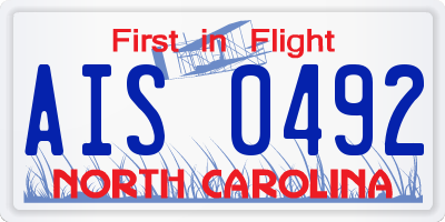 NC license plate AIS0492