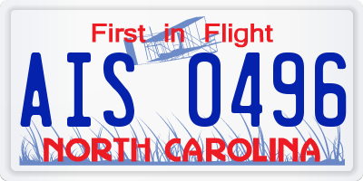 NC license plate AIS0496