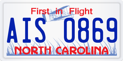 NC license plate AIS0869