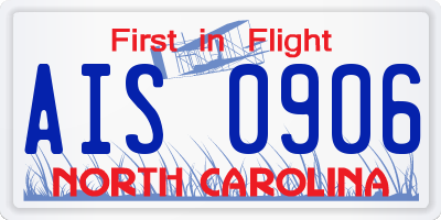 NC license plate AIS0906