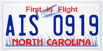 NC license plate AIS0919