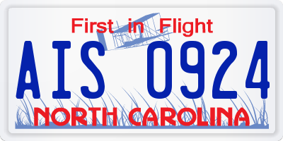 NC license plate AIS0924
