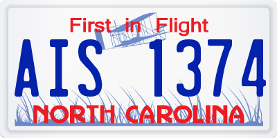 NC license plate AIS1374