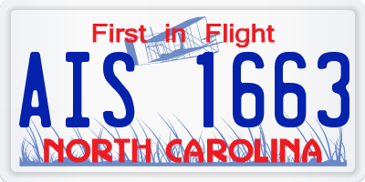 NC license plate AIS1663