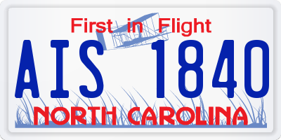NC license plate AIS1840