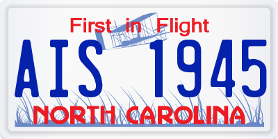 NC license plate AIS1945