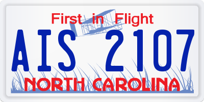 NC license plate AIS2107