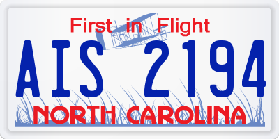 NC license plate AIS2194