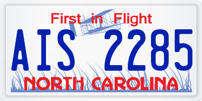 NC license plate AIS2285