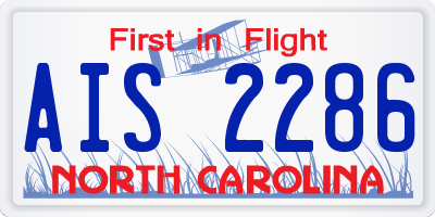 NC license plate AIS2286