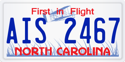 NC license plate AIS2467
