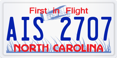 NC license plate AIS2707