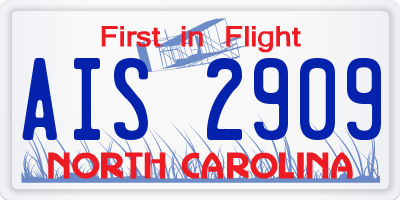 NC license plate AIS2909