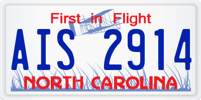 NC license plate AIS2914