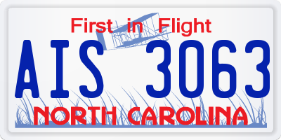 NC license plate AIS3063