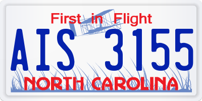 NC license plate AIS3155