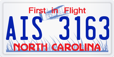 NC license plate AIS3163