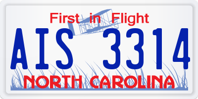 NC license plate AIS3314