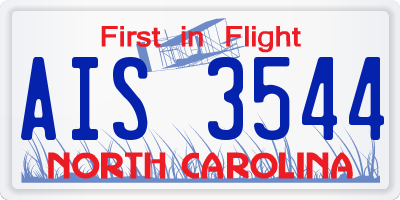 NC license plate AIS3544