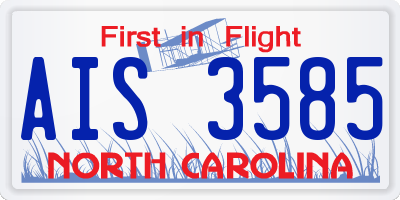 NC license plate AIS3585