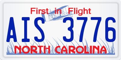 NC license plate AIS3776