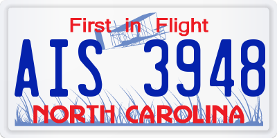 NC license plate AIS3948