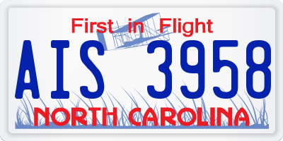 NC license plate AIS3958