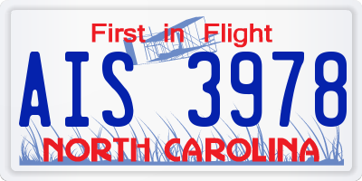 NC license plate AIS3978