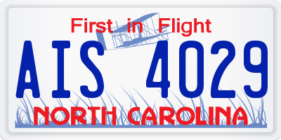 NC license plate AIS4029