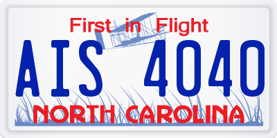NC license plate AIS4040