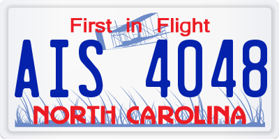 NC license plate AIS4048