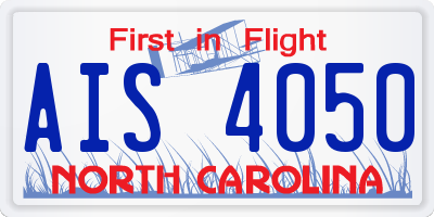 NC license plate AIS4050