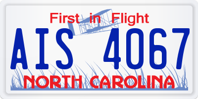 NC license plate AIS4067
