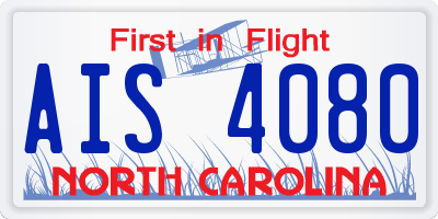 NC license plate AIS4080