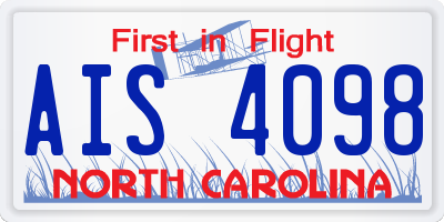 NC license plate AIS4098